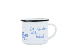Smaltovaný hrnek ø 8 cm - 0.35 l bílý "vodák/háček" v krabičce - ČESKÝ PLECHÁČEK | BELIS