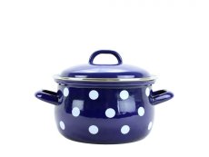 Smaltovaný hrnec s poklicí ø 16 cm - 2 l - PUNTÍK modrý | BELIS