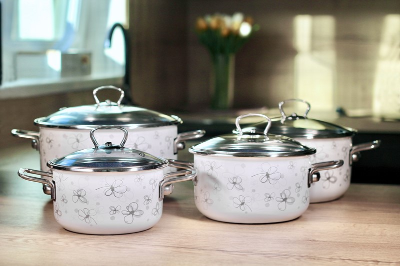 Smaltovaný hrnec se skleněnou poklicí ø 24 cm - 5.5 l - PREMIUM bílý | BELIS