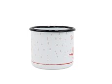 Smaltovaný hrnček ø 8 cm – 0,35 l biely „hasiči/stehno“ v krabičke – ČESKÝ PLECHÁČEK | BELIS