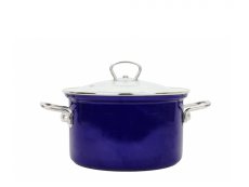 Smaltovaný hrnec se skleněnou poklicí ø 16 cm - 2 l - ECO-CERAMIC modrý | BELIS