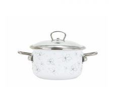 Smaltovaný hrnec se skleněnou poklicí ø 24 cm - 5.5 l - PREMIUM bílý | BELIS - 2 jakost