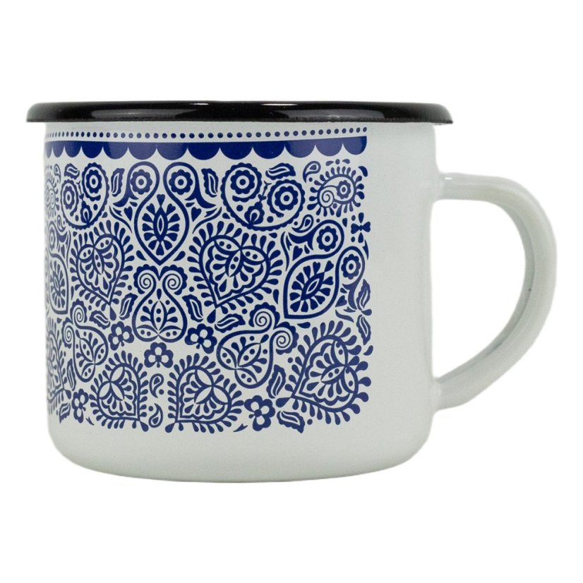 Smaltovaný hrnek ø 8 cm - 0.35 l bílý FOLKLOR | BELIS - 2 jakost