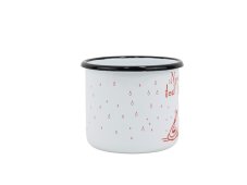 Smaltovaný hrnek ø 8 cm - 0.35 l bílý "hasiči/žízeň" v krabičce - ČESKÝ PLECHÁČEK | BELIS