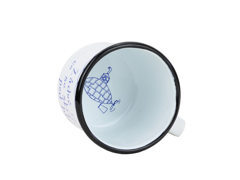 Smaltovaný hrnek ø 8 cm - 0.35 l bílý "voda" v krabičce - ČESKÝ PLECHÁČEK | BELIS