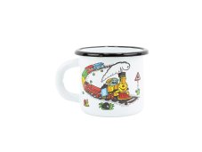 Smaltovaný hrnek ø 7 cm - 0.25 l bílý "vláček" - 2 jakost