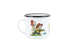 Smaltovaný hrnek ø 8 cm - 0.35 l bílý "hasiči" - 2 jakost