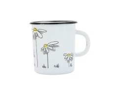 Smaltovaný hrnek ø 8 cm - 0.4 l kónický bílý "kopretina"