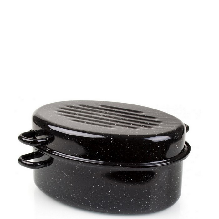 Smaltovaný oválný pekáč 42x33 cm černý