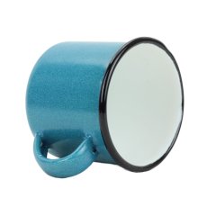 Smaltovaný hrnek ø 8 cm - 0.35 l tyrkysový- FLOWER | BELIS - 2 jakost