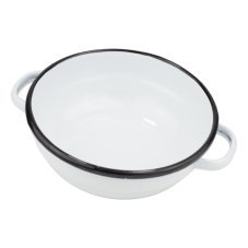 Smaltovaná selská mísa s uchy ø 14 cm bílá
