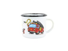 Smaltovaný hrnek ø 8 cm - 0.35 l bílý "hasiči"