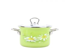 Smaltovaný hrnec s poklicí ø 16 cm - 2 l - DAISY | BELIS