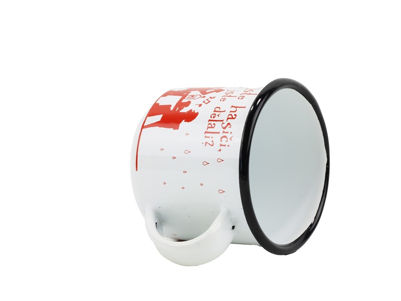 Smaltovaný hrnek ø 8 cm - 0.35 l bílý "hasiči/co jste hasiči" v krabičce - ČESKÝ PLECHÁČEK | BELIS