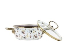 Smaltovaný kastról so sklenenou pokrievkou ø 16 cm – 1,25 l – PREMIUM krémový | BELIS