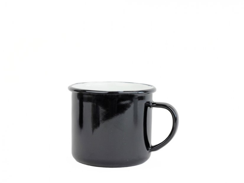 Smaltovaný hrnek ø 8 cm - 0.35 l černá/bílá - ČESKÝ PLECHÁČEK | BELIS -2 jakost