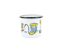 Smaltovaný hrnek ø 7 cm - 0.25 l bílý "auto" - 2 jakost