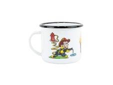 Smaltovaný hrnek ø 8 cm - 0.35 l bílý "hasiči" - 2 jakost
