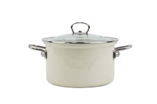 Smaltovaný hrnec se skleněnou poklicí ø 18 cm - 2,6 l - ECO-CERAMIC krémový | BELIS
