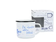Smaltovaný hrnek ø 8 cm - 0.35 l bílý "vodák/háček" v krabičce - ČESKÝ PLECHÁČEK | BELIS