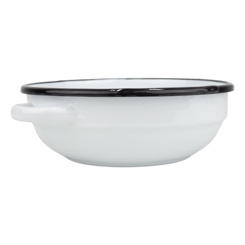 Smaltovaná sedliacka misa s úchytmi ø 18 cm biela
