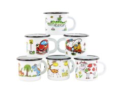 Smaltovaný hrnek ø 7 cm - 0.25 l bílý "dino"