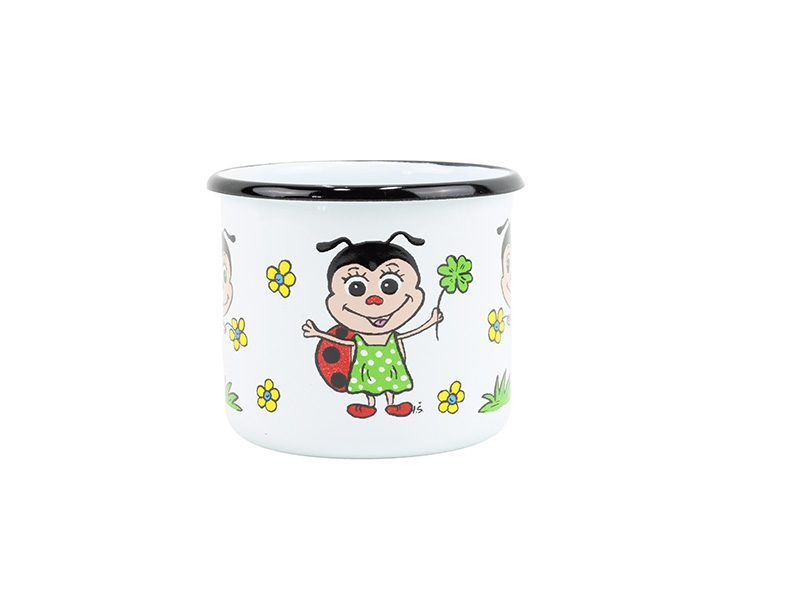 Smaltovaný hrnek ø 8 cm - 0.35 l bílý "beruška"