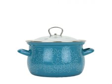 Smaltovaný hrnec se skleněnou poklicí ø 20 cm - 3,6 l - FLOWER | BELIS - 2 jakost