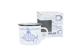 Smaltovaný hrnek ø 8 cm - 0.35 l bílý "ponorka" v krabičce - ČESKÝ PLECHÁČEK | BELIS