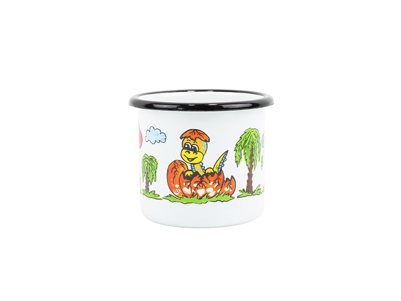 Smaltovaný hrnek ø 7 cm - 0.25 l bílý "dino"
