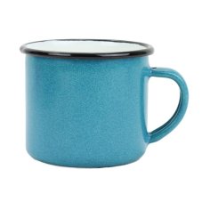 Smaltovaný hrnek ø 8 cm - 0.35 l tyrkysový- FLOWER | BELIS - 2 jakost