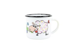 Smaltovaný hrnek ø 8 cm - 0.35 l bílý "ovečka"
