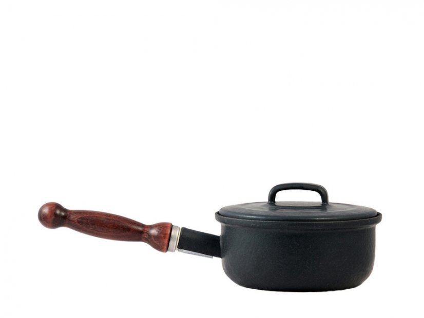 Smaltovaný rendlík s poklicí a dřeveným držadlem ø 16 cm - 1.25 l štýlák - BSE | BELIS