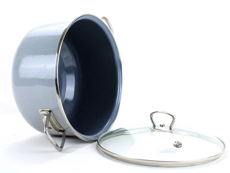 Smaltovaný hrnec se skleněnou poklicí ø 24 cm - 5.5 l - PREMIUM šedý | BELIS