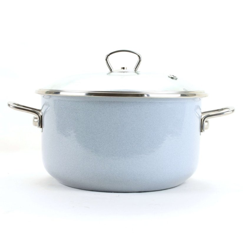 Smaltovaný hrnec se skleněnou poklicí ø 20 cm - 3.5 l - PREMIUM šedý 2.0 | BELIS - 2 jakost