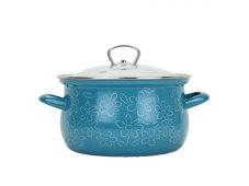 Smaltovaný hrnec se skleněnou poklicí ø 18 cm - 2,6 l - FLOWER | BELIS