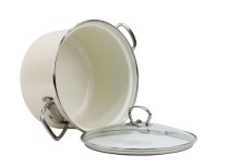 Smaltovaný hrnec se skleněnou poklicí ø 20 cm - 3,6 l - ECO-CERAMIC krémový | BELIS