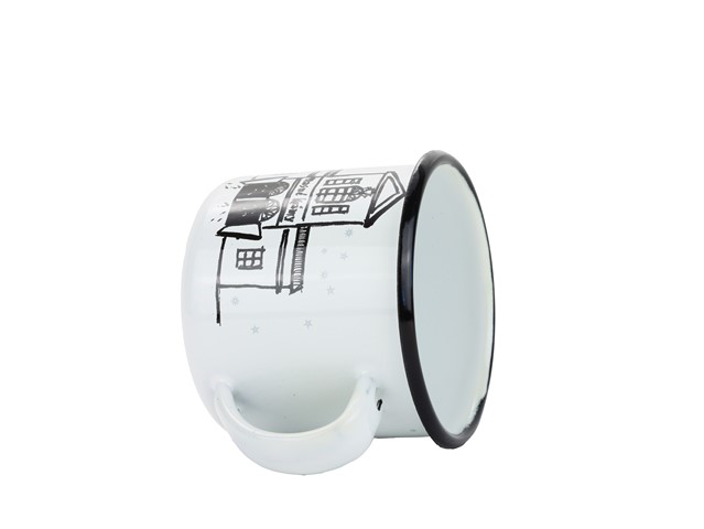 Smaltovaný hrnek ø 8 cm - 0.35 l bílý "masné krámy" v krabičce - ČESKÝ PLECHÁČEK | BELIS