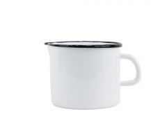 Smaltovaný hrnček s výlevkou ø 14 cm – 1,5 l biely