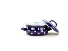 Smaltovaný rendlík s poklicí ø 16 cm - 1,4 l - PUNTÍK modrý | BELIS