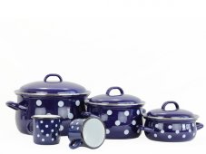 Súprava smaltovaného riadu 8-dielna II – BODKA modrá | BELIS