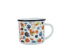 Smaltovaný hrnek ø 8 cm - 0.35 l bílý "lesní ovoce"