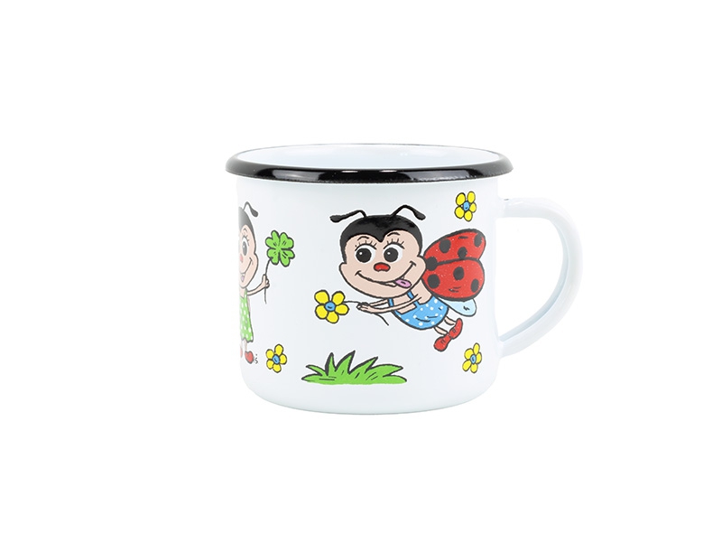 Smaltovaný hrnek ø 8 cm - 0.35 l bílý "beruška"