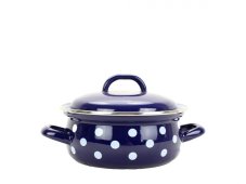 Smaltovaný rendlík s poklicí ø 16 cm - 1,4 l - PUNTÍK modrý | BELIS
