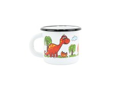 Smaltovaný hrnek ø 7 cm - 0.25 l bílý "dino" - 2 jakost