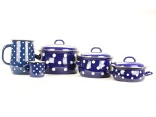 Súprava smaltovaného riadu 8-dielna – BODKA modrá | BELIS