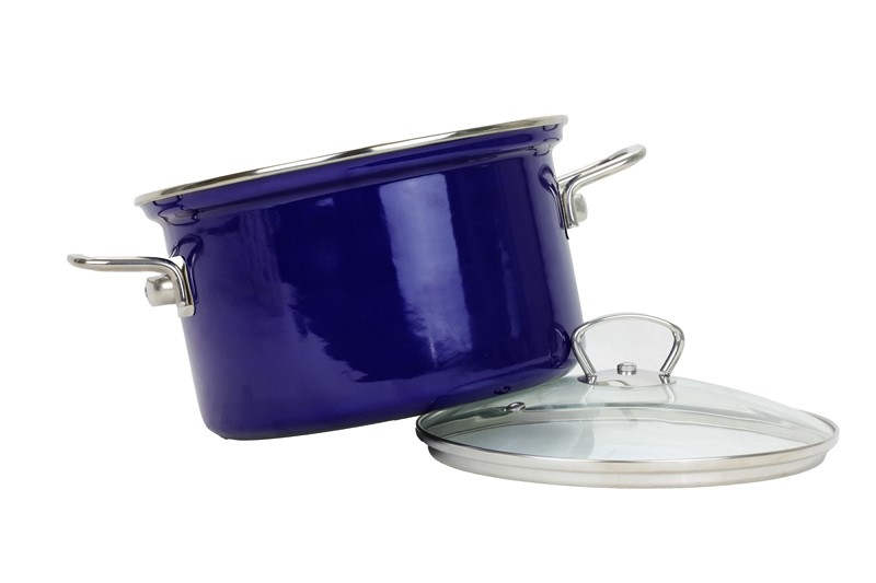 Smaltovaný hrnec se skleněnou poklicí ø 18 cm - 2,6 l - ECO-CERAMIC modrý | BELIS