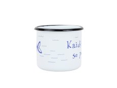 Smaltovaný hrnek ø 8 cm - 0.35 l bílý "kostra" v krabičce - ČESKÝ PLECHÁČEK | BELIS