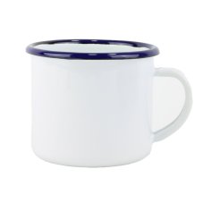Smaltovaný hrnek ø 8 cm - 0.35 l bílý s modrým lemem - ČESKÝ PLECHÁČEK | BELIS - 2 jakost
