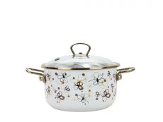 Smaltovaný hrnec se skleněnou poklicí ø 16 cm - 1.5 l - PREMIUM krémový | BELIS - 2 jakost